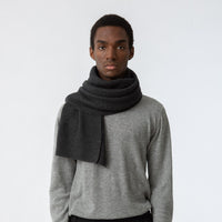 Scarves fair trade ethical sustainable fashion Garter Stitched Merino Scarf in Charcoal Grey conscious purchase Dinadi