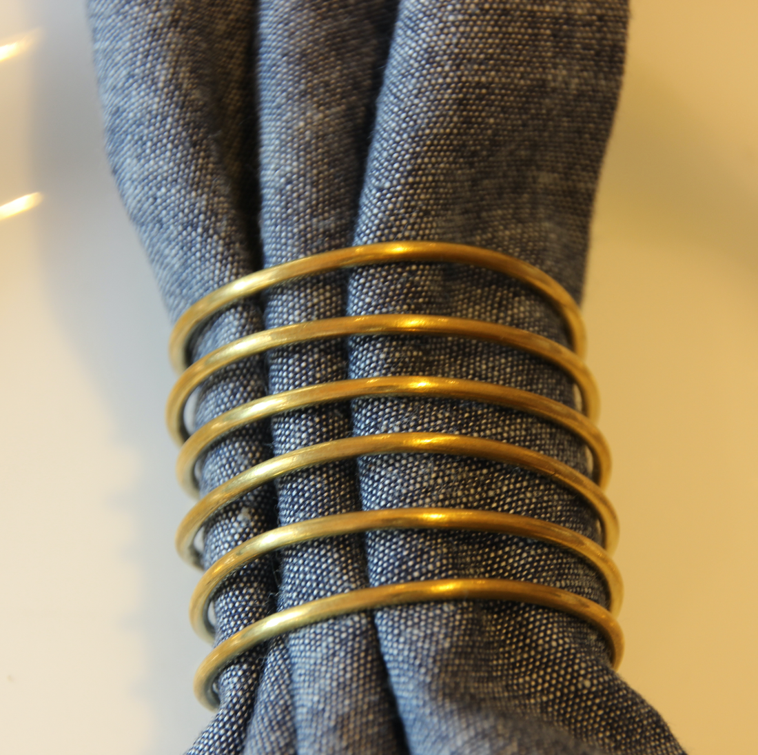 Table and Kitchen fair trade ethical sustainable fashion Brass Coil Napkin Rings- Set of Four conscious purchase Basha
