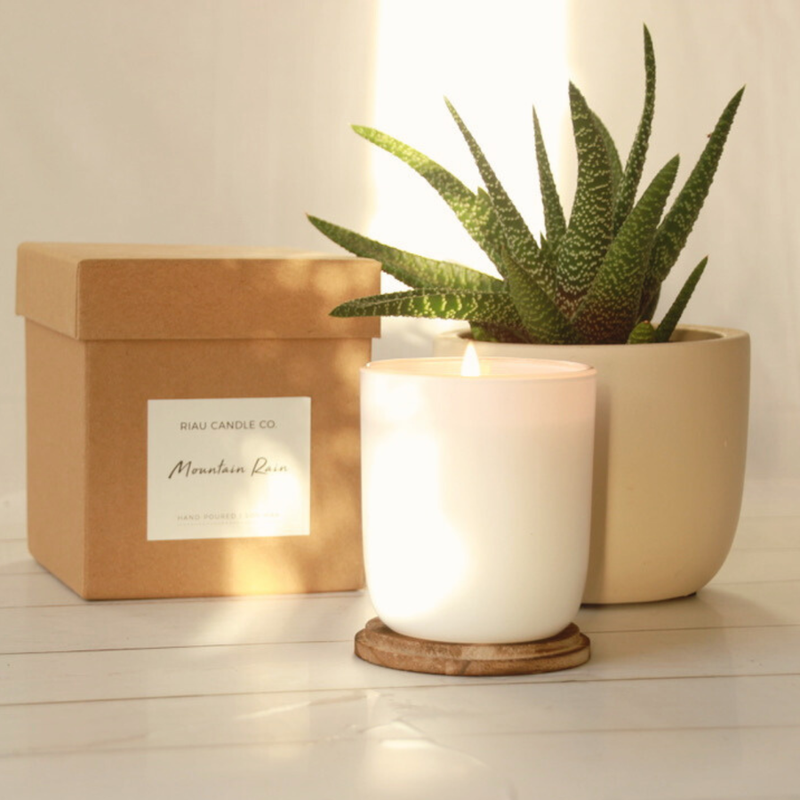 Candle fair trade ethical sustainable fashion Scented Soy Candles - Mountain Rain conscious purchase Riau Candle Company