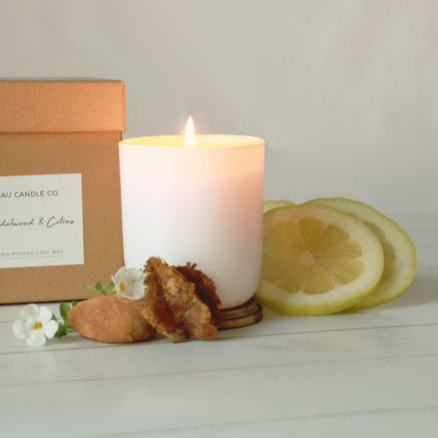 Candle fair trade ethical sustainable fashion Scented Soy Candles - Sandalwood & Citrus conscious purchase Riau Candle Company