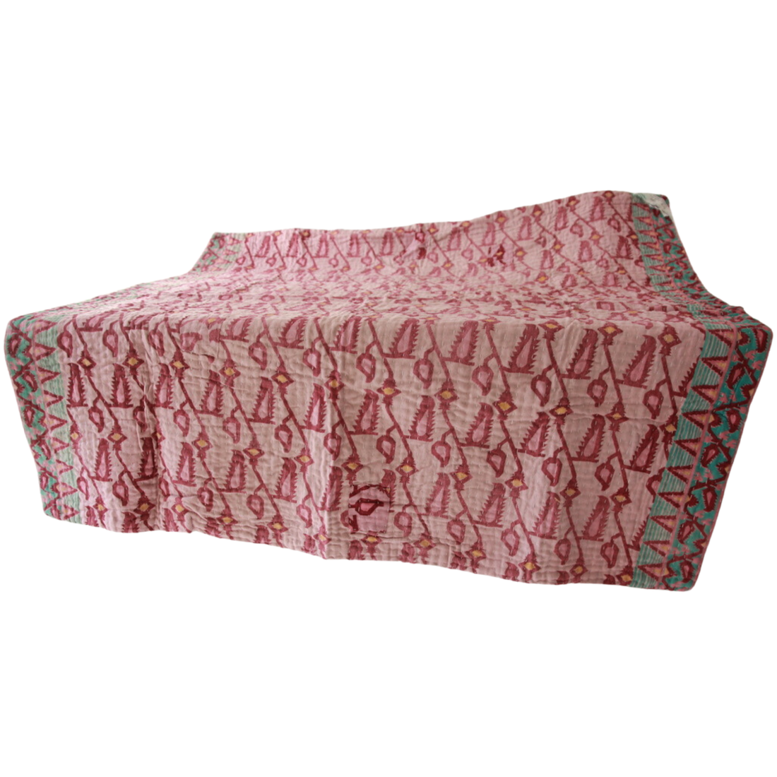 Blankets fair trade ethical sustainable fashion Small Cotton Throw, Baby Blanket - Dusty Pink & Wine conscious purchase Basha