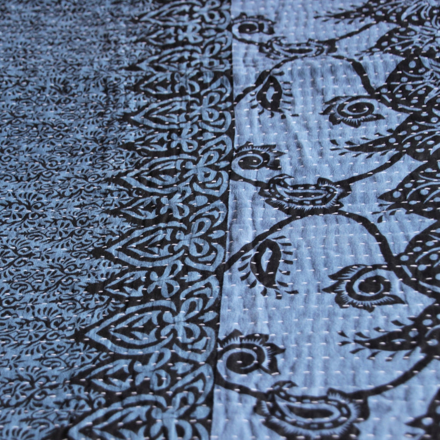 Blankets fair trade ethical sustainable fashion Indigo Cotton Blanket - Queen Size conscious purchase Basha