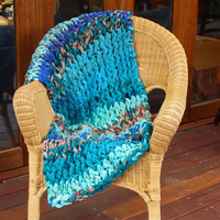 Blankets fair trade ethical sustainable fashion Knotted Throw - Ocean and Sky Blues conscious purchase Basha
