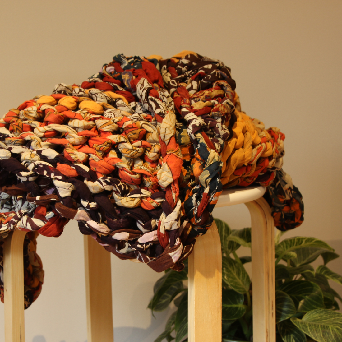 Blankets fair trade ethical sustainable fashion Knotted Throw - Oranges & Browns conscious purchase Basha