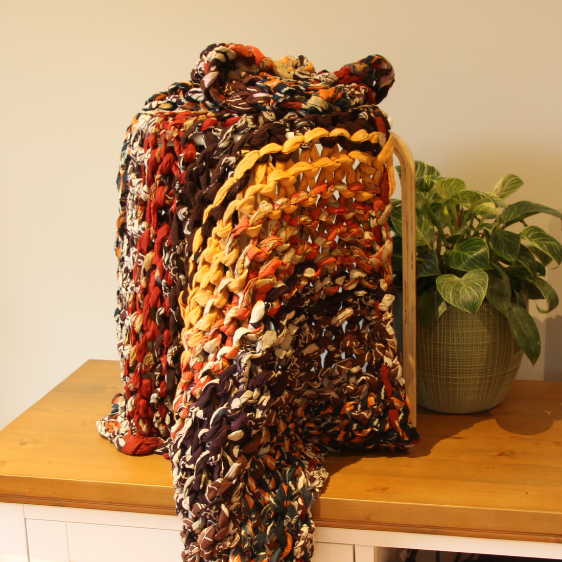 Blankets fair trade ethical sustainable fashion Knotted Throw - Oranges & Browns conscious purchase Basha