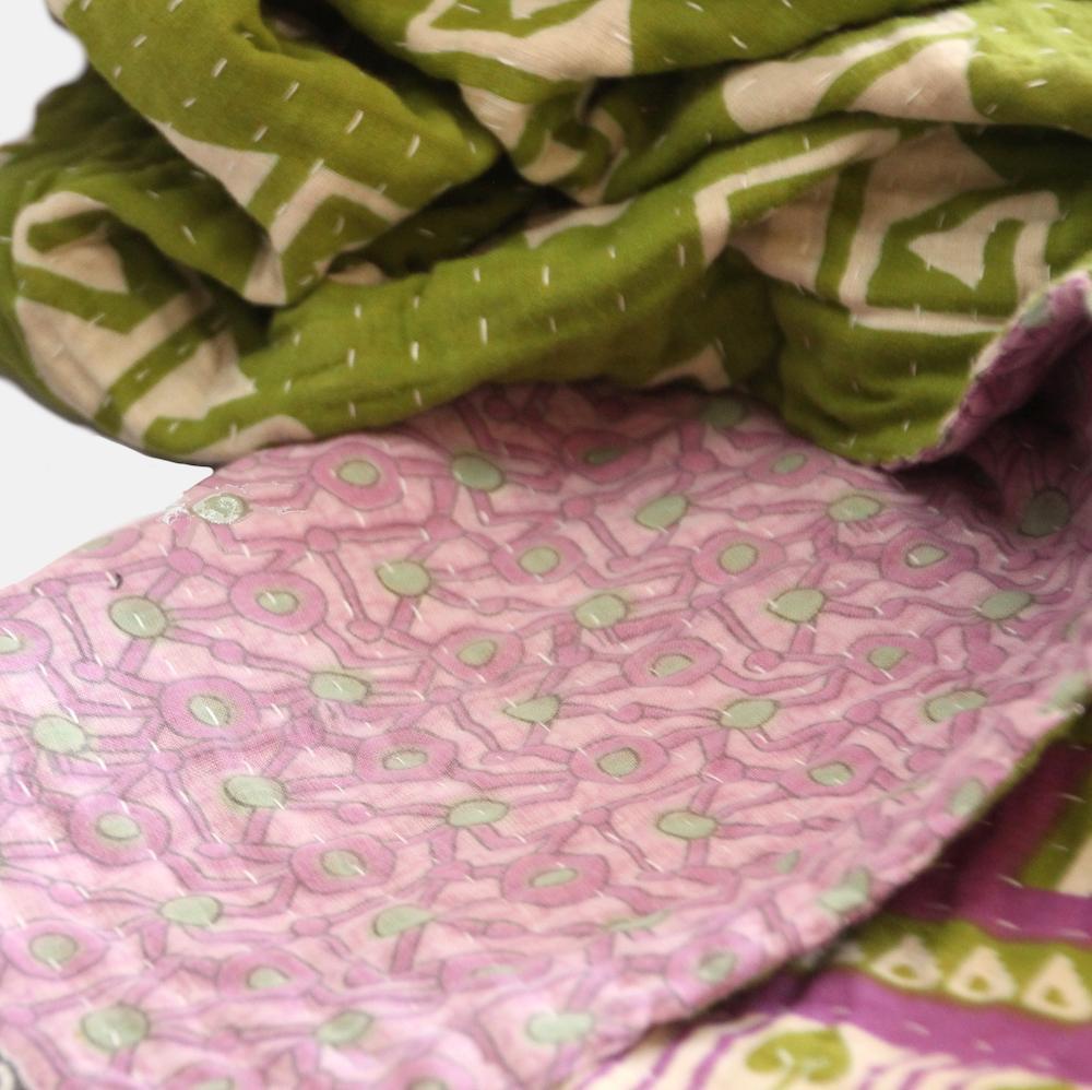 Blankets Small Cotton Throw - Lime and Lavender Fashion Ethical gifts and fair trade from For Dignity