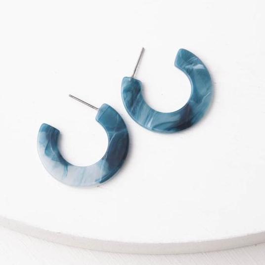 Earrings fair trade ethical sustainable fashion Daydream Resin Hoops - Tranquil Blue conscious purchase Starfish Project