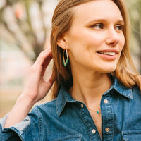 Earrings fair trade ethical sustainable fashion Gold Hoop & Jasper Earrings - Kayla in Turquoise conscious purchase Starfish Project