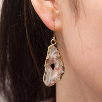 Earrings fair trade ethical sustainable fashion Gold & Ivory Crystal Dangle Earrings - Megan conscious purchase Starfish Project