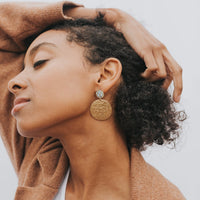 Earrings fair trade ethical sustainable fashion Hammered Gold Coin Earrings - Dhavala conscious purchase Matr Boomie