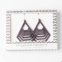 Earrings fair trade ethical sustainable fashion Raven Black Wooden Dangle Earrings conscious purchase Starfish Project