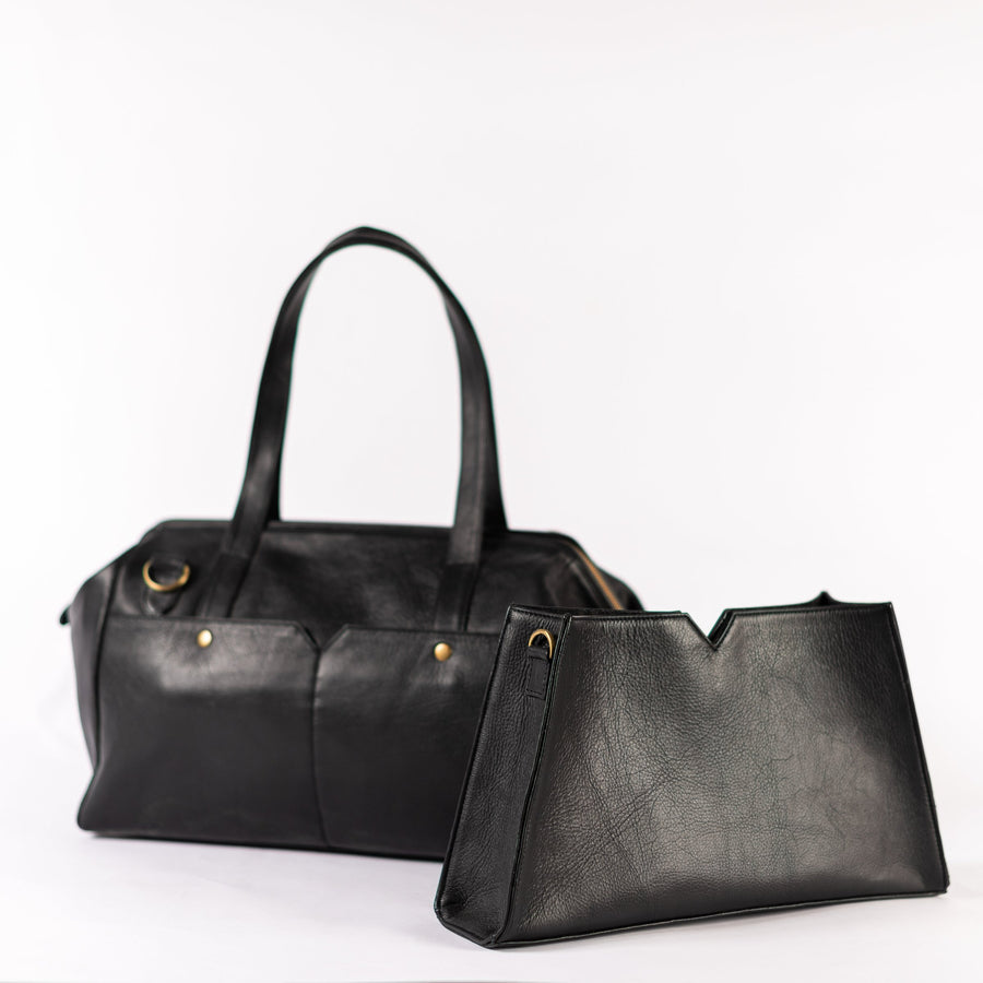 Leather Bags fair trade ethical sustainable fashion Black Leather 3 in 1 Weekender conscious purchase JOYN