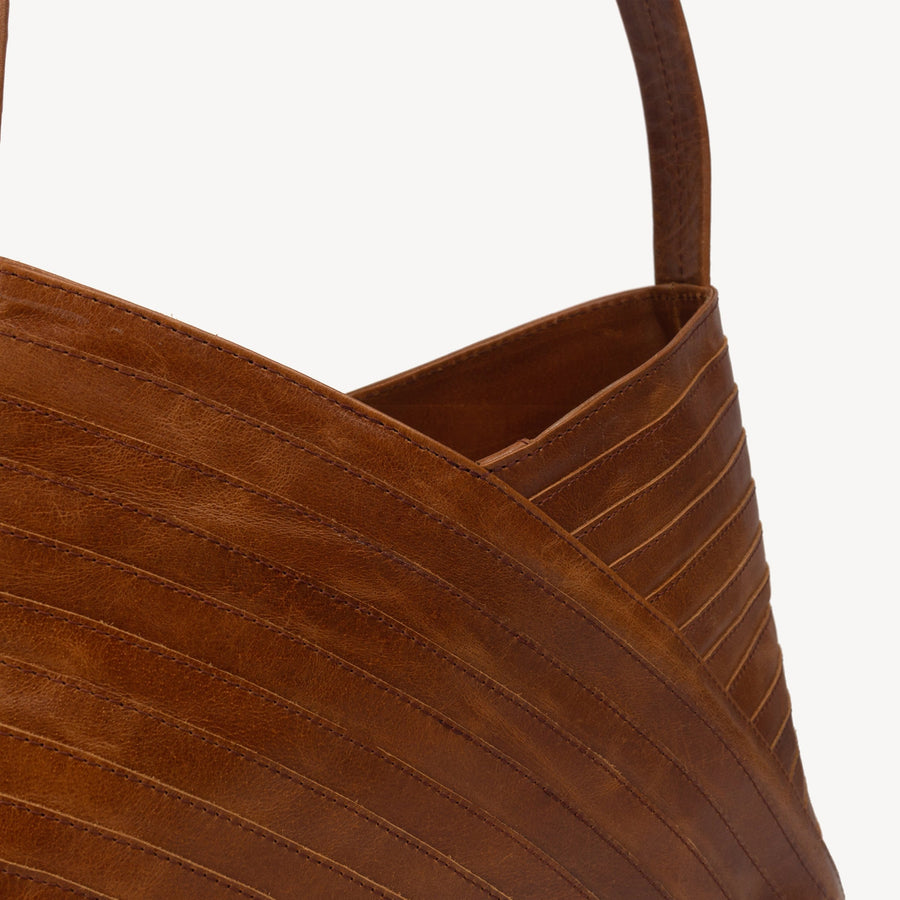 Leather Bags fair trade ethical sustainable fashion Brown Leather Shoulder Bag , Crisscross design conscious purchase JOYN