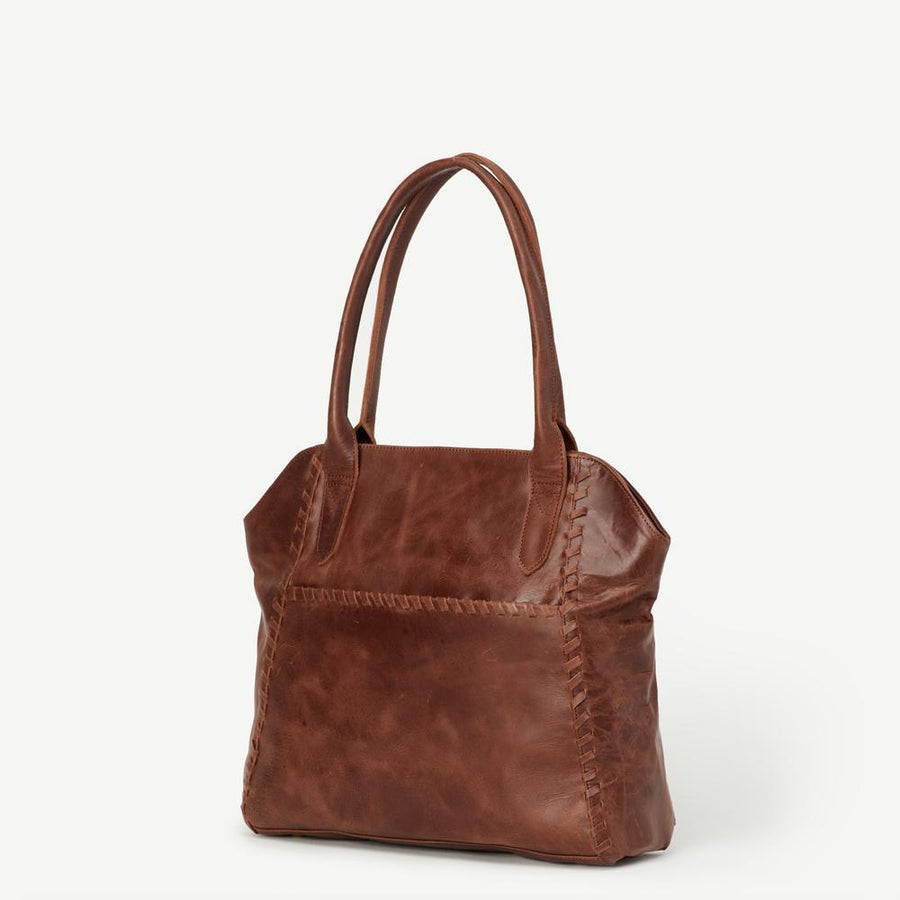 Leather Bags fair trade ethical sustainable fashion Brown Leather Tote -Adhya conscious purchase JOYN