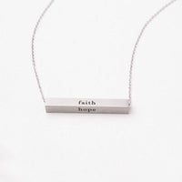 Necklace fair trade ethical sustainable fashion Faith, Hope & Love Silver Bar Necklace- Faith conscious purchase Starfish Project
