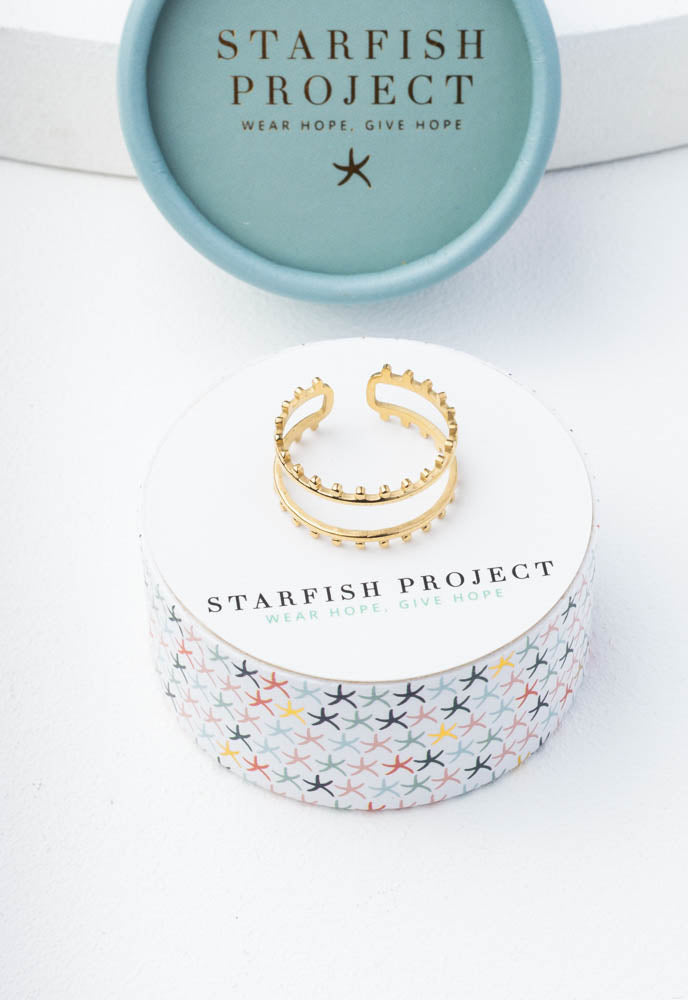Ring fair trade ethical sustainable fashion Parallel Gold Ring conscious purchase Starfish Project