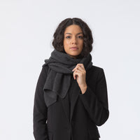 Scarves fair trade ethical sustainable fashion Garter Stitched Merino Scarf in Charcoal Grey conscious purchase Dinadi