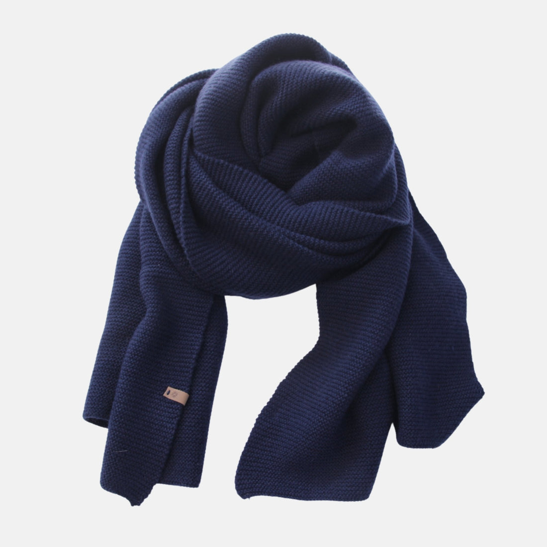 Scarves fair trade ethical sustainable fashion Oversized Sized Garter Stitched Merino Scarf in Blue conscious purchase Dinadi