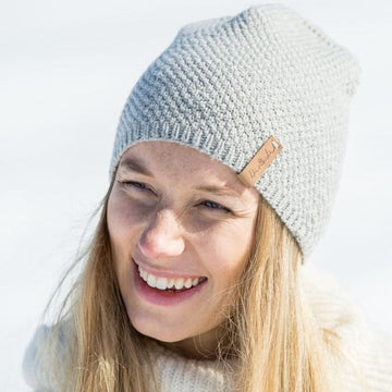 Scarves, Hats & Gloves fair trade ethical sustainable fashion Moss Stitched Grey Beanie conscious purchase Dinadi