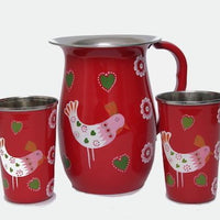 Table and Kitchen fair trade ethical sustainable fashion Hand Painted Chicken Cups in Red or White conscious purchase Fair Go Trading