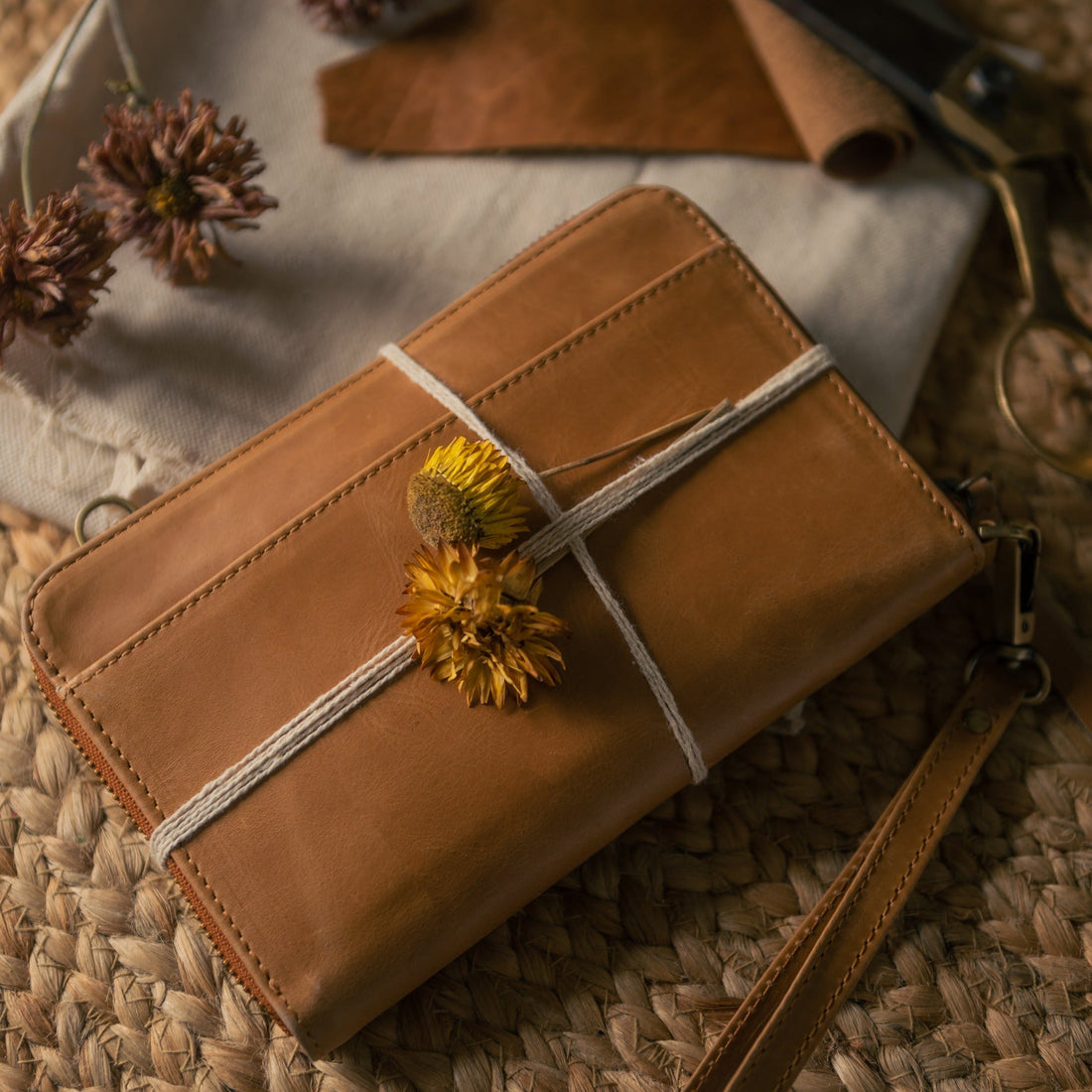 Wallets & Pouches fair trade ethical sustainable fashion Camel Brown Leather Wallet Crossbody conscious purchase JOYN